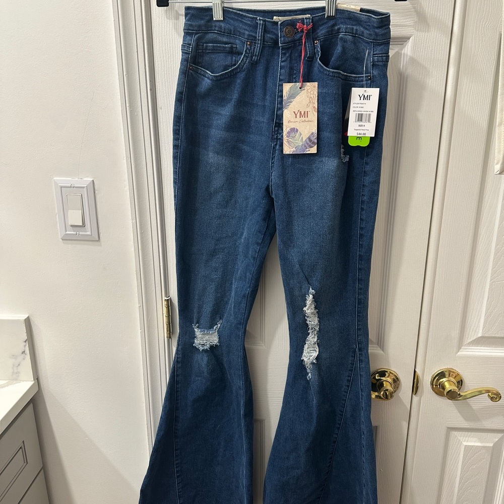 YMI Distressed Blue Flare Jeans